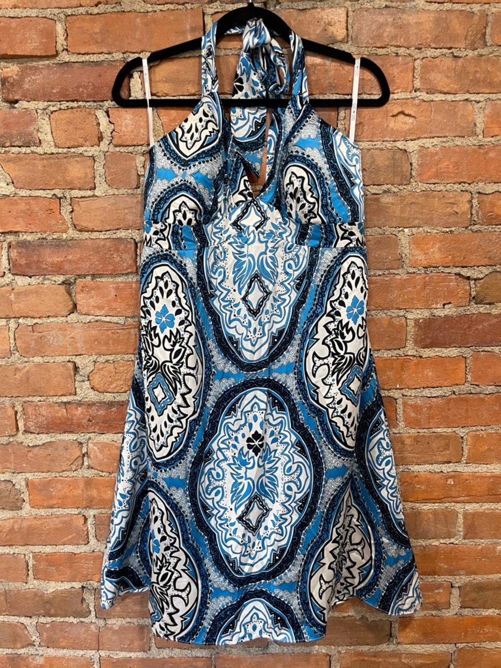 Vintage Oleg Cassini OC by OC Blue & White Paisley Halter Dress | Size 10!